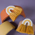 Yellow Woven Arco Tassel Earrings for Women