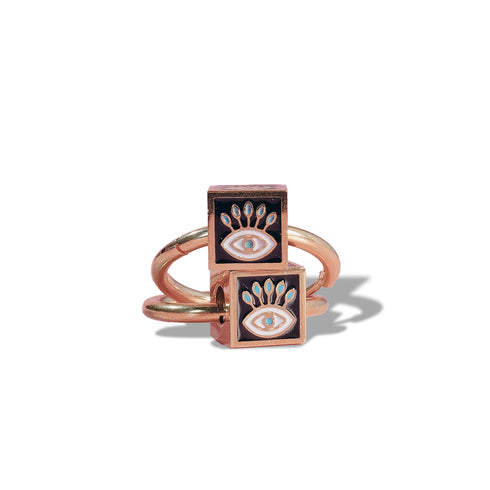 Evil Eye Cube Hoop Earrings