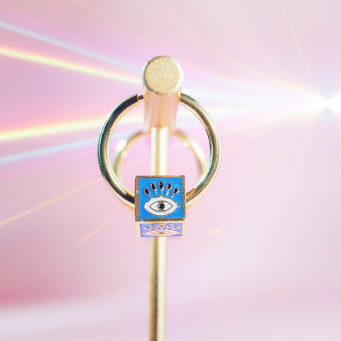 Evil Eye Cube Hoop Earrings