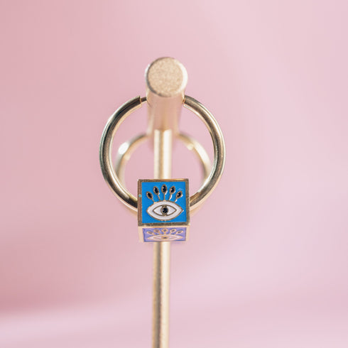 Evil Eye Cube Hoop Earrings