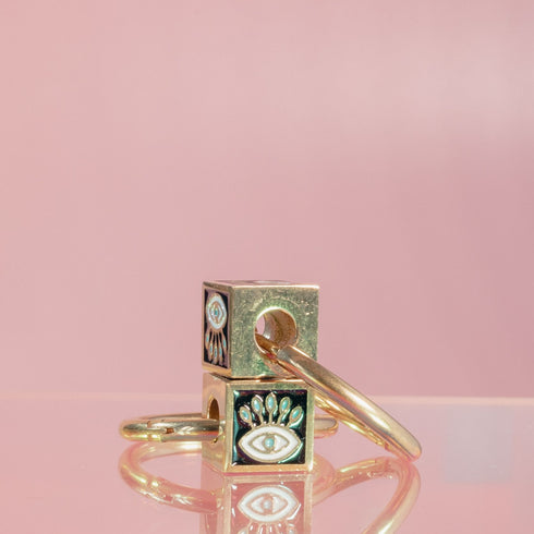 Evil Eye Cube Hoop Earrings