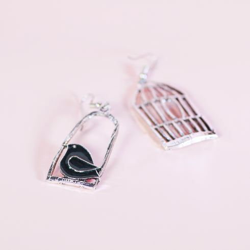 Black Birdcage Earrings for Women