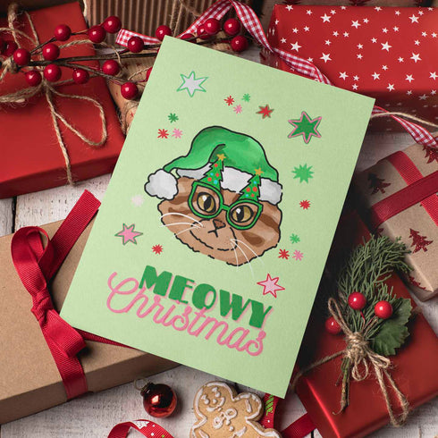 Cat Christmas Tree Holiday Card