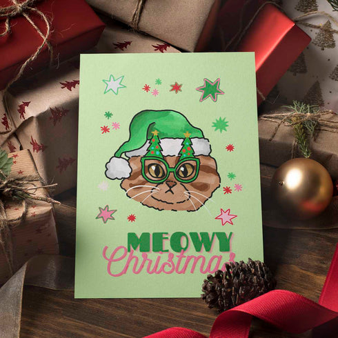 Cat Christmas Tree Holiday Card