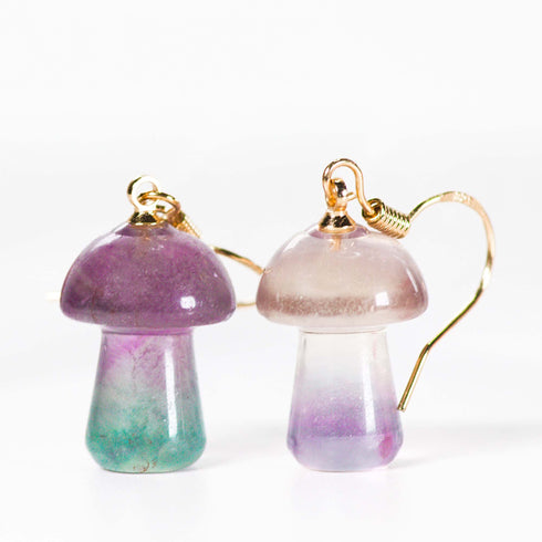 Mushroom Fluorite Stone Earring
