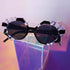 Black Crystal Geode Frame Round Sunglasses