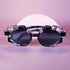 Black Crystal Geode Frame Round Sunglasses