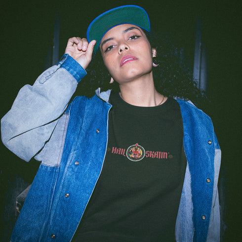 Baphomet Hail Skatin' Roller Skate Cropped Roller Skate Sweatshirt