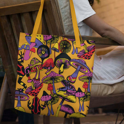 Magic Mushrooms and Frogs Tote Bag