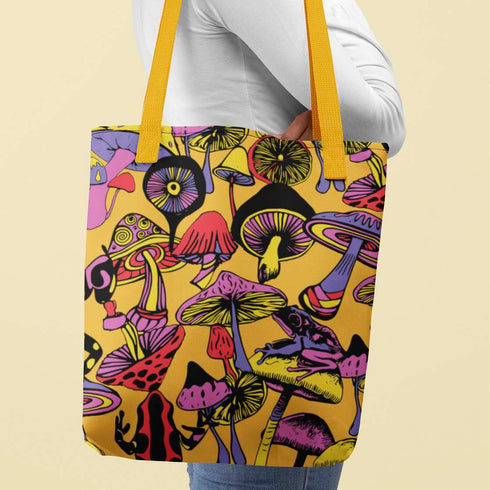 Magic Mushrooms and Frogs Tote Bag