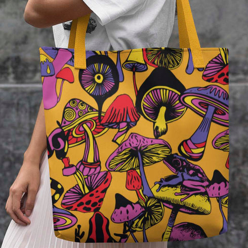 Magic Mushrooms and Frogs Tote Bag
