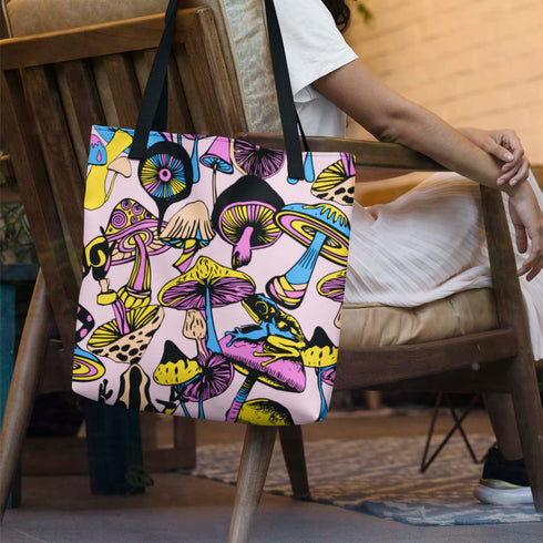 Magic Mushrooms and Frogs Tote Bag