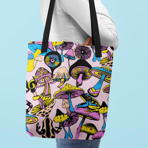 Magic Mushrooms and Frogs Tote Bag