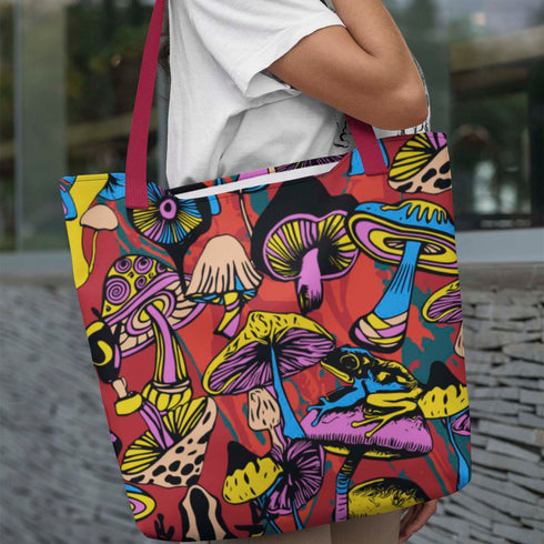 Magic Mushrooms and Frogs Tote Bag