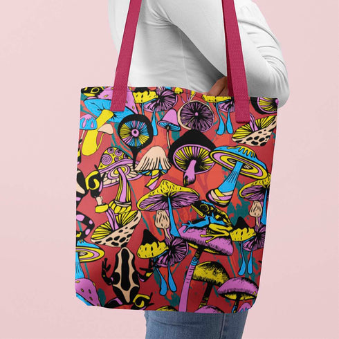 Magic Mushrooms and Frogs Tote Bag