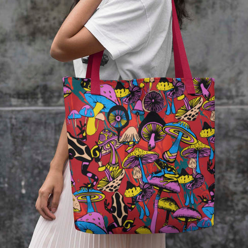 Magic Mushrooms and Frogs Tote Bag