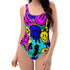 Melted Neon Smiley Print One-Piece Swimsuit