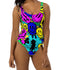 Melted Neon Smiley Print One-Piece Swimsuit
