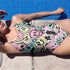 Pastel Melted Neon Smiley Print One-Piece Swimsuit