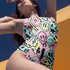 Pastel Melted Neon Smiley Print One-Piece Swimsuit