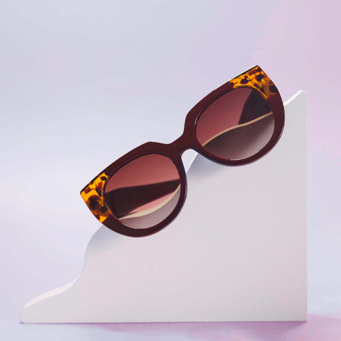Red Tortoiseshell Color Block Sunglasses