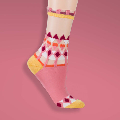 Retro Sheer Argyle Cage Socks