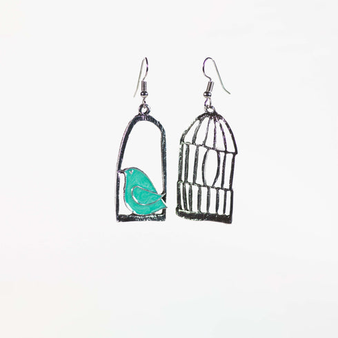 Green Birdcage Earrings for Women