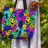 Melted Neon Smiley Print Tote Bag in Blue