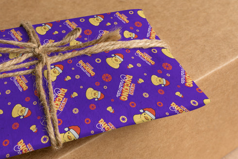Purple Merry Ducking Christmas Wrapping Paper