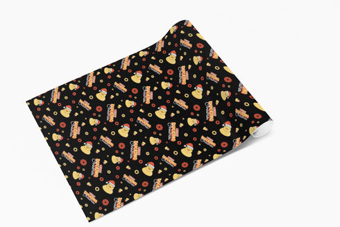 Black Merry Ducking Christmas Wrapping Paper