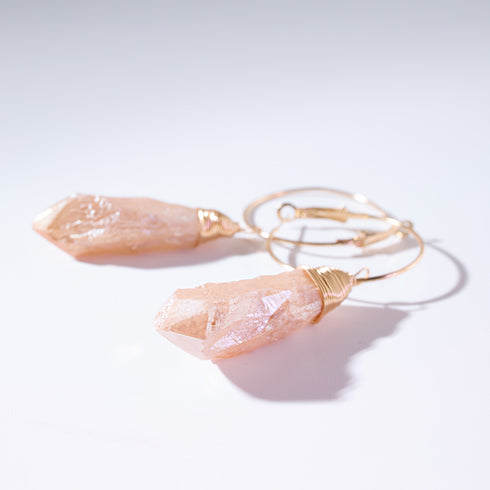 Venus Hoop Drop Earrings in Natural Stone