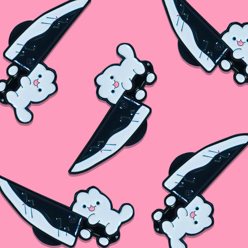 Stabby Kitty Enamel Metal Pin