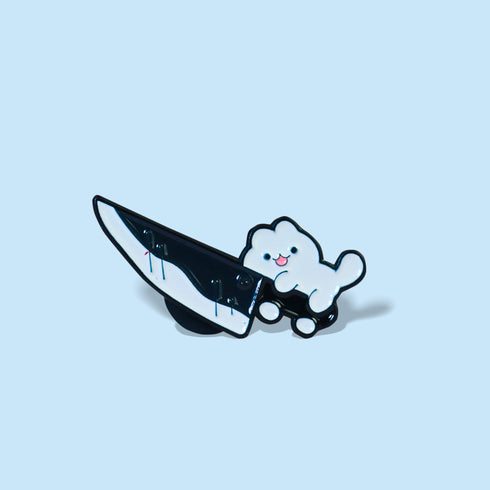 Stabby Kitty Enamel Metal Pin
