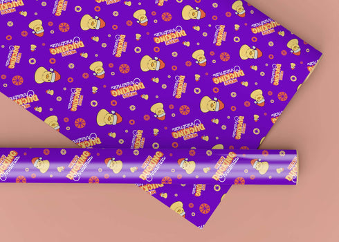 Purple Merry Ducking Christmas Wrapping Paper