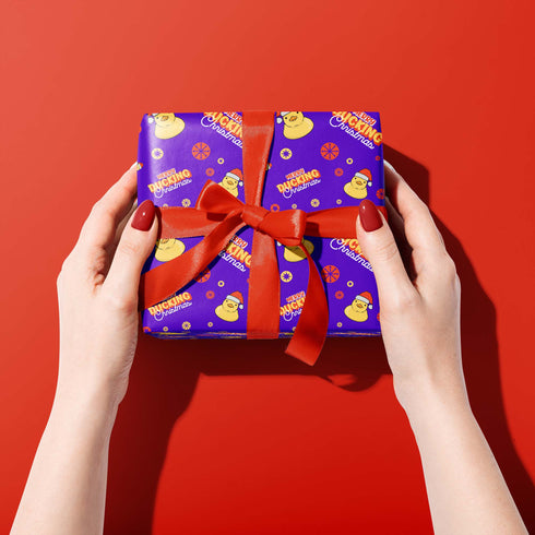 Purple Merry Ducking Christmas Wrapping Paper
