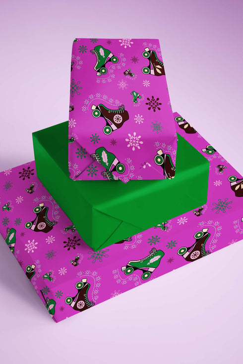 Purple Roller skate Christmas Wrapping Paper