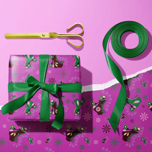 Purple Roller skate Christmas Wrapping Paper