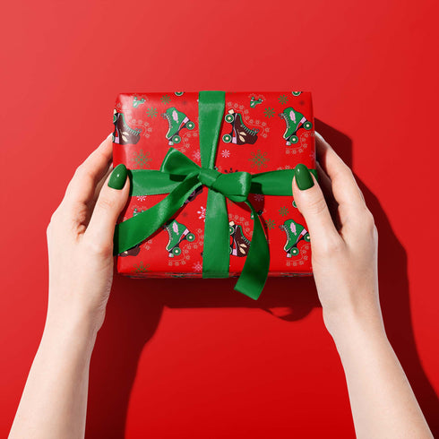 Red Roller Skate Christmas Wrapping Paper