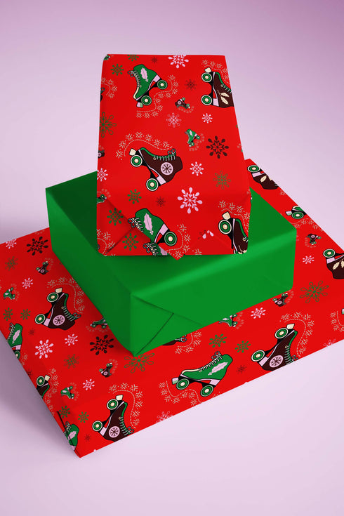Red Roller Skate Christmas Wrapping Paper
