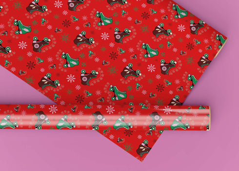 Red Roller Skate Christmas Wrapping Paper