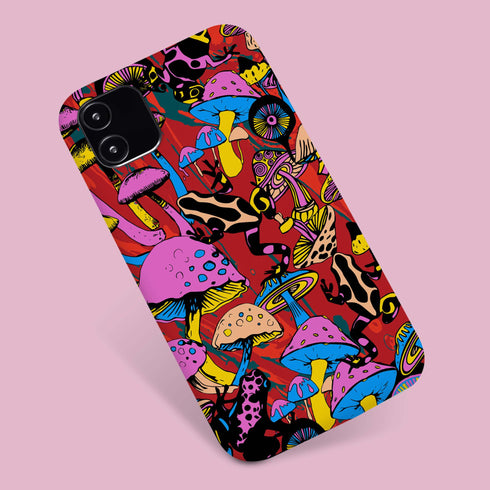Magic Mushrooms and Frogs Phone Case in Red