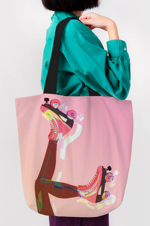 Pink Roller Skate Tote Bag