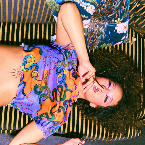 Sneaky Snakes Crop Top in Purple/Orange