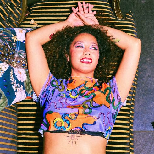 Sneaky Snakes Crop Top in Purple/Orange