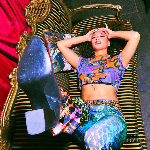 Sneaky Snakes Crop Top in Purple/Orange