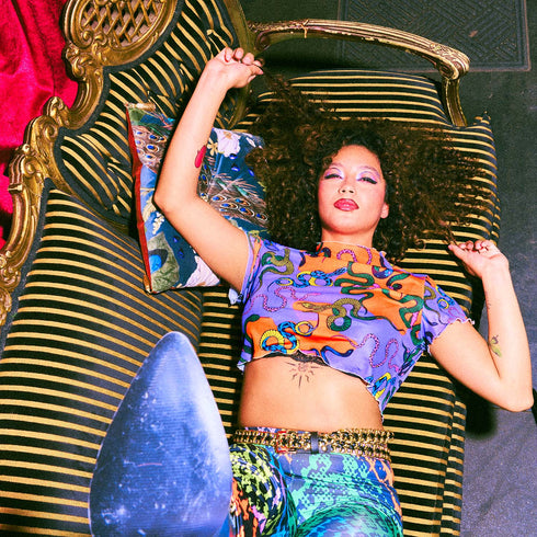 Sneaky Snakes Crop Top in Purple/Orange