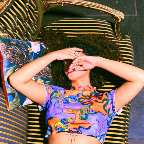 Sneaky Snakes Crop Top in Purple/Orange