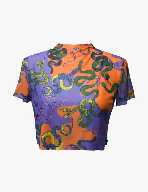 Sneaky Snakes Crop Top in Purple/Orange