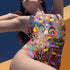 Magic Mushrooms and Frogs One-Piece Swimsuit in red