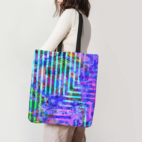 Neon Floral Bomb Canvas Tote Bag